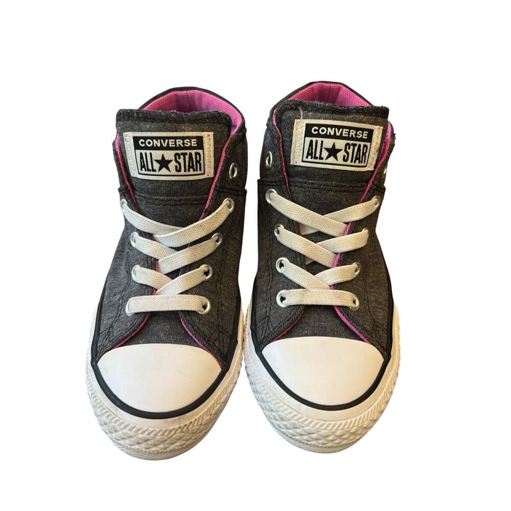 Converse Chuck Taylor All Star Madison Mid Kids' Shoes Black/Fuchsia/White Sz 13